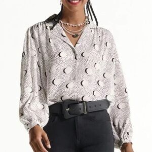 Small CAbi Eclipse Top White with Black Moons